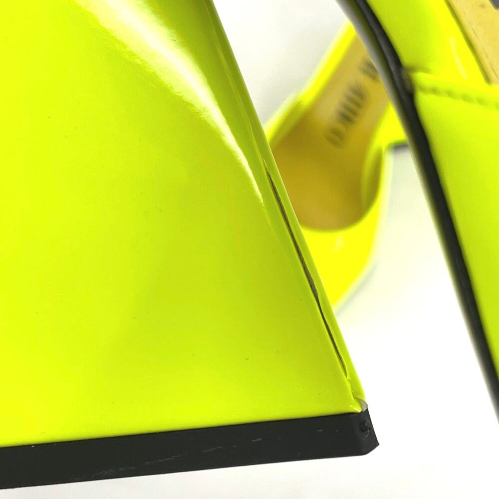 The Attico Devon Mules Neon Yellow Heel Square Toe Leather Party Shoe EU 37 US 7 - Picture 12 of 14